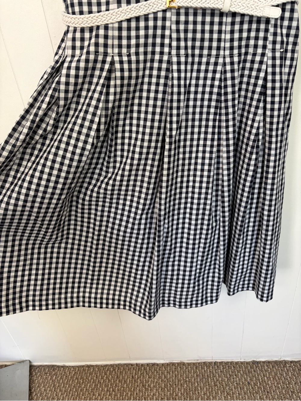Cleo Black White Gingham Fit Flare Midi Dress A-Line Pockets Sleeveless Size 14 - Picture 5 of 14